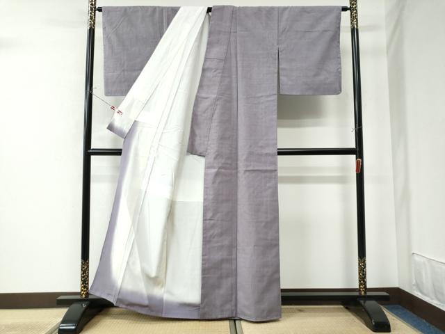 平和屋着物●本場結城紬 重要無形文化財 色無地 藤紫色 正絹 逸品 未使用 CAAU2155yc