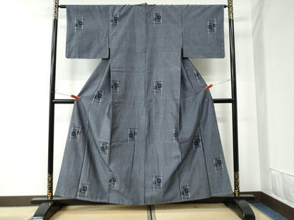 平和屋着物●上質な紬 格子枝花文 正絹 逸品 未使用 CAAU2178yc