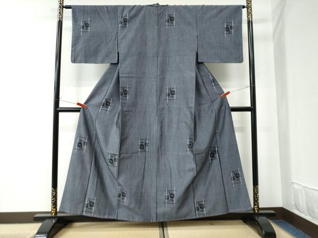 平和屋着物●上質な紬 格子枝花文 正絹 逸品 未使用 CAAU2178yc