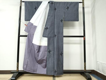 平和屋着物●上質な紬 格子枝花文 正絹 逸品 未使用 CAAU2178yc