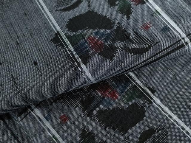 平和屋着物●上質な紬 格子枝花文 正絹 逸品 未使用 CAAU2178yc