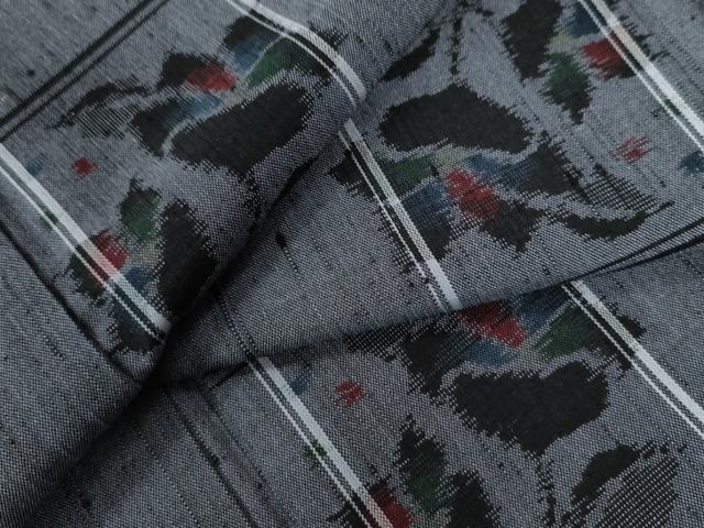 平和屋着物●上質な紬 格子枝花文 正絹 逸品 未使用 CAAU2178yc