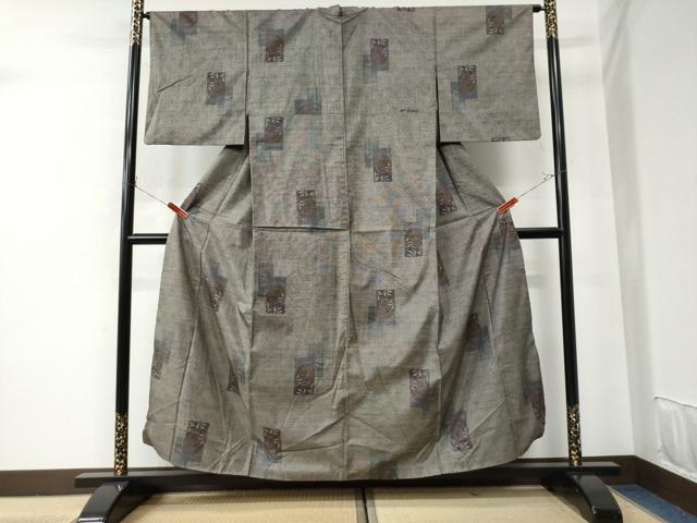 平和屋着物●本場大島紬　七宝短冊重ね笹竹南天文　正絹　逸品　CAAU2179yc