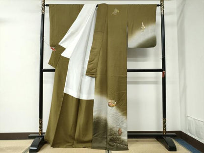 平和屋着物●訪問着 陶器花文 暈し染め 金銀彩 正絹 逸品 CAAU2184yc
