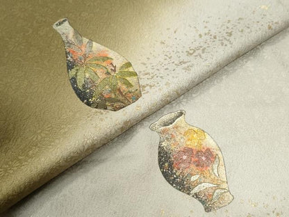 平和屋着物●訪問着 陶器花文 暈し染め 金銀彩 正絹 逸品 CAAU2184yc