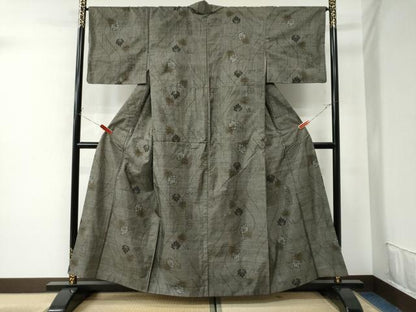 平和屋着物●本場大島紬 9マルキ 蔦の葉文 正絹 逸品 CAAU2187yc