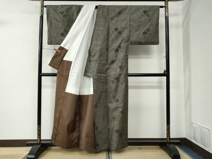 平和屋着物●本場大島紬 9マルキ 蔦の葉文 正絹 逸品 CAAU2187yc