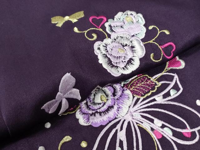 平和屋着物●女性　行灯袴　総刺繍　花唐草文　桑の実色　卒業式　洗える着物　未使用　CAAU2191yc