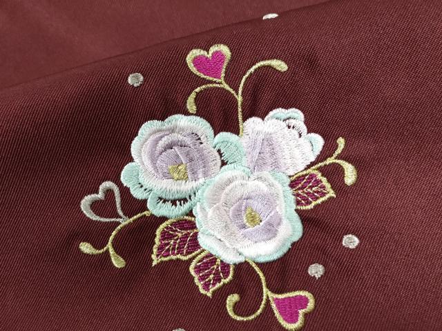 平和屋着物●女性 行灯袴 総刺繍 花唐草文 葡萄色 卒業式 洗える着物 未使用 CAAU2213yc