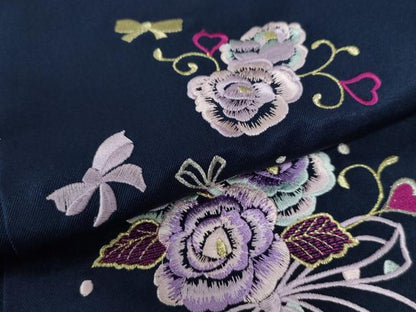平和屋着物●女性 行灯袴 総刺繍 花唐草文 留紺色 卒業式 洗える着物 未使用 CAAU2341yc