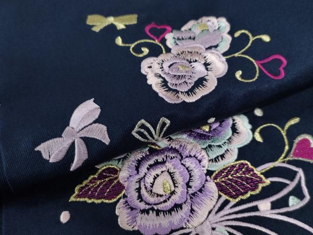 平和屋着物●女性 行灯袴 総刺繍 花唐草文 留紺色 卒業式 洗える着物 未使用 CAAU2341yc