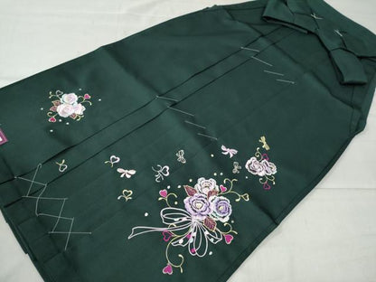 平和屋着物●女性　行灯袴　総刺繍　花唐草文　高麗納戸色　卒業式　洗える着物　未使用　CAAU2279yc