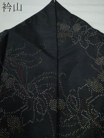 平和屋着物●上質な紬 乱菊花文 黒地 正絹 逸品 CAAU2208yc