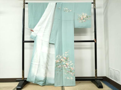 平和屋着物●本加賀友禅作家　鶴見保次　訪問着　枝牡丹花文　正絹　逸品　CAAU2233yc
