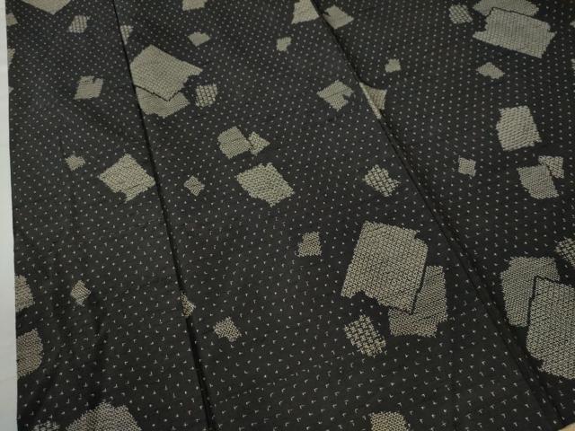 平和屋着物●上質な紬 破れ色紙文 黒地 正絹 逸品 CAAU2238yc