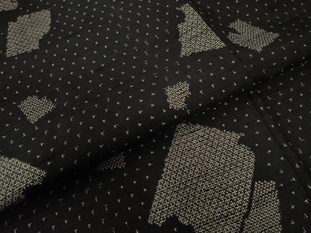 平和屋着物●上質な紬 破れ色紙文 黒地 正絹 逸品 CAAU2238yc