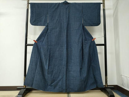 平和屋着物●綿薩摩　160亀甲　エ霞文　木綿　正絹　逸品　CAAU2258yc