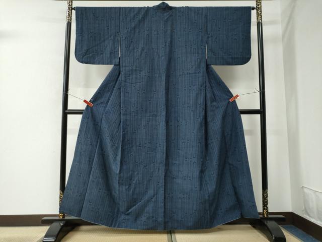 平和屋着物●綿薩摩　160亀甲　エ霞文　木綿　正絹　逸品　CAAU2258yc