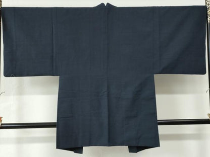 平和屋着物●男性　紬　アンサンブル　色無地　留紺色　正絹　逸品　CAAU2265yc