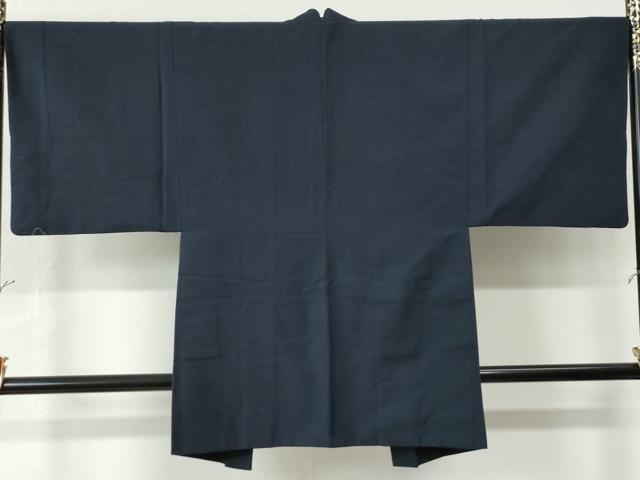 平和屋着物●男性　紬　アンサンブル　色無地　留紺色　正絹　逸品　CAAU2265yc