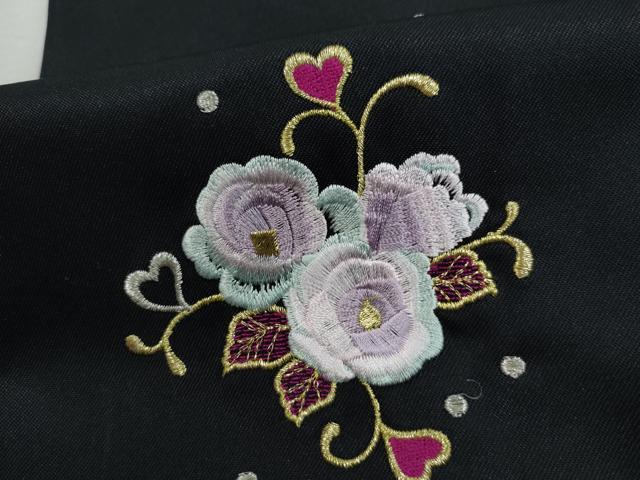 平和屋着物●女性 行灯袴 総刺繍 花唐草文 黒地 卒業式 洗える着物 未使用 CAAU2267yc