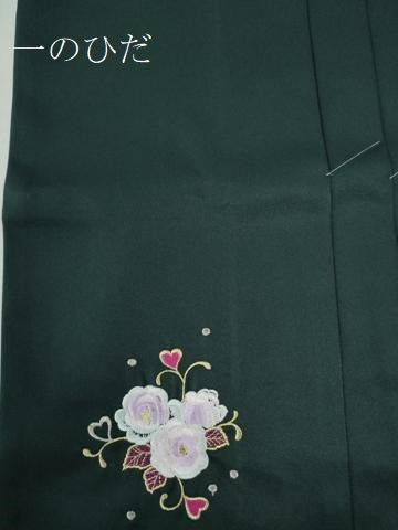 平和屋着物●女性 行灯袴 総刺繍 花唐草文 高麗納戸色 卒業式 洗える着物 未使用 CAAU2283yc