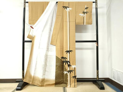 平和屋着物●訪問着 雪輪鹿の子笹竹文 金銀彩 正絹 逸品 CAAU2316yc