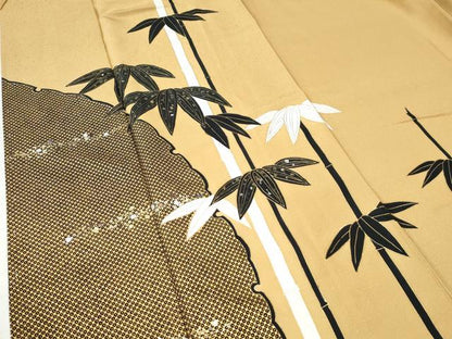 平和屋着物●訪問着 雪輪鹿の子笹竹文 金銀彩 正絹 逸品 CAAU2316yc