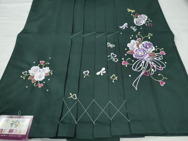 平和屋着物●女性 行灯袴 総刺繍 花唐草文 高麗納戸色 卒業式 洗える着物 未使用 CAAU2225yc