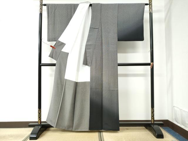 平和屋着物●訪問着　江戸小紋　角通し　暈し染め　黒地　正絹　逸品　CAAU2376yc
