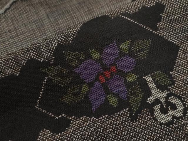 平和屋着物●本場大島紬 9マルキ 雲取り破れ色紙草花文 正絹 逸品 CAAU2379yc
