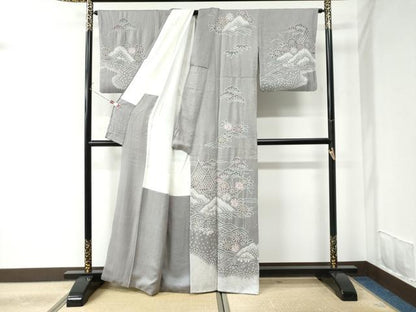 平和屋着物●訪問着 絞り 浜松花文 金銀彩 正絹 逸品 CAAU2380yc