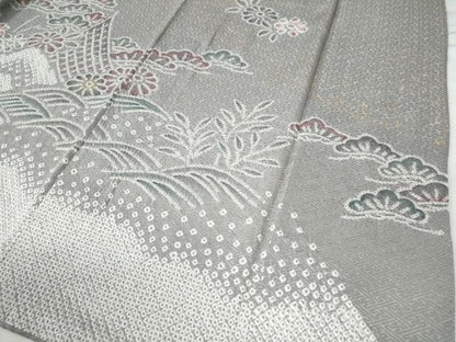 平和屋着物●訪問着 絞り 浜松花文 金銀彩 正絹 逸品 CAAU2380yc