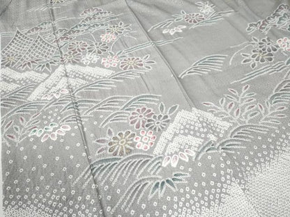平和屋着物●訪問着 絞り 浜松花文 金銀彩 正絹 逸品 CAAU2380yc
