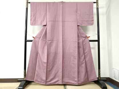 平和屋着物●上質な色無地 吉祥地紋 石竹色 正絹 逸品 未使用 CAAU2382yc