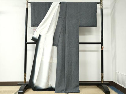 平和屋着物●江戸小紋 吉祥小紋柄 黒地 正絹 逸品 CAAU2387yc