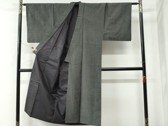 平和屋着物●男性　紬　吉祥文　黒地　正絹　逸品　CAAU2391yc