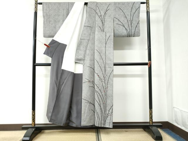 平和屋着物●訪問着 総絞り 刺繍 草花文 金糸 正絹 逸品 CAAU2423yc