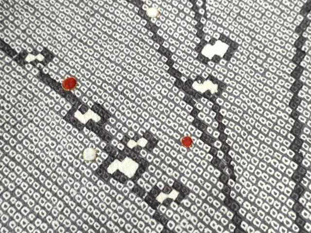 平和屋着物●訪問着 総絞り 刺繍 草花文 金糸 正絹 逸品 CAAU2423yc