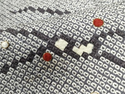 平和屋着物●訪問着 総絞り 刺繍 草花文 金糸 正絹 逸品 CAAU2423yc