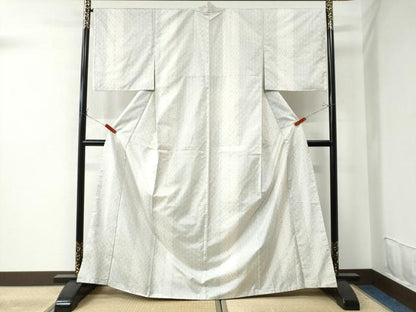 平和屋着物●本場大島紬 白大島 9マルキ 吉祥間道 正絹 逸品 CAAU2439yc