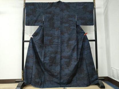 平和屋着物●結城紬　80亀甲　雲取り草木文　正絹　逸品　未使用　CAAU2440yc