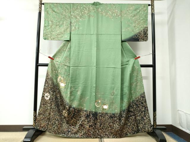 平和屋着物●訪問着 草花丸文 暈し染め 金彩 正絹 逸品 CAAU2441yc