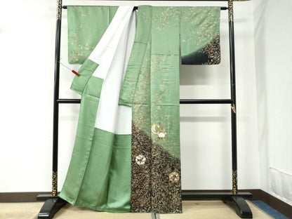 平和屋着物●訪問着 草花丸文 暈し染め 金彩 正絹 逸品 CAAU2441yc