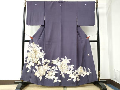 平和屋着物●豪華色留袖 駒刺繍 桐花唐草文 金彩 正絹 逸品 CAAU2447yc