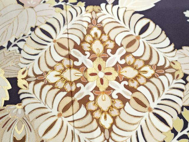 平和屋着物●豪華色留袖 駒刺繍 桐花唐草文 金彩 正絹 逸品 CAAU2447yc