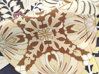 平和屋着物●豪華色留袖 駒刺繍 桐花唐草文 金彩 正絹 逸品 CAAU2447yc