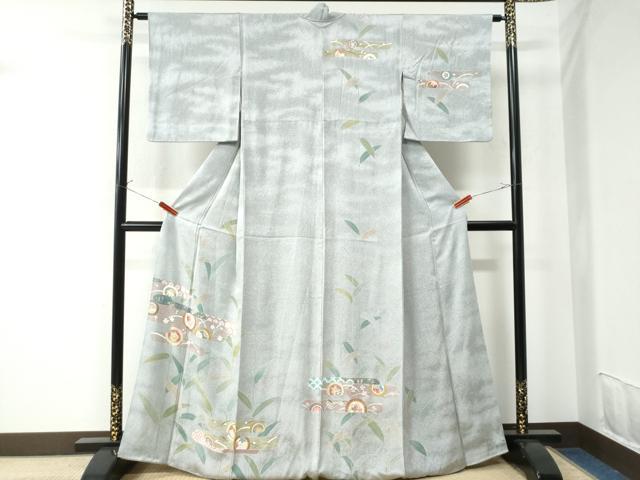 平和屋着物●訪問着 エ霞花蝶丸文 たたき染め 正絹 逸品 CAAU2457yc