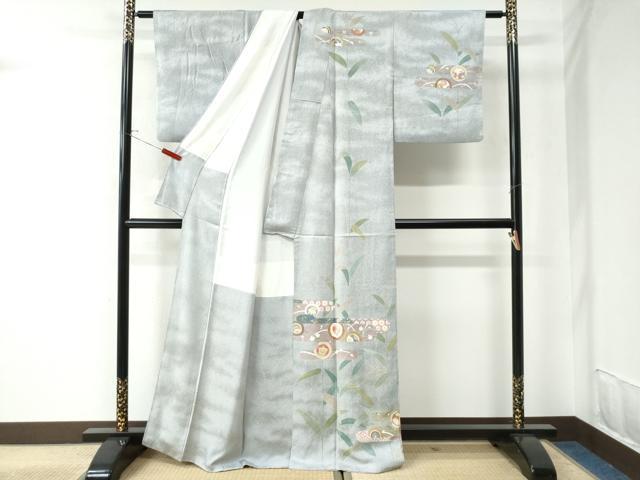 平和屋着物●訪問着 エ霞花蝶丸文 たたき染め 正絹 逸品 CAAU2457yc