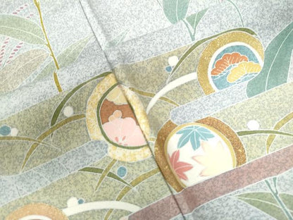 平和屋着物●訪問着 エ霞花蝶丸文 たたき染め 正絹 逸品 CAAU2457yc